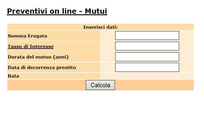 CALCOLO PIANO AMMORTAMENTO